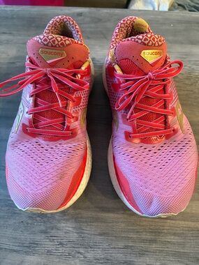 Saucony Women's Pink and Yellow Running Sneakers